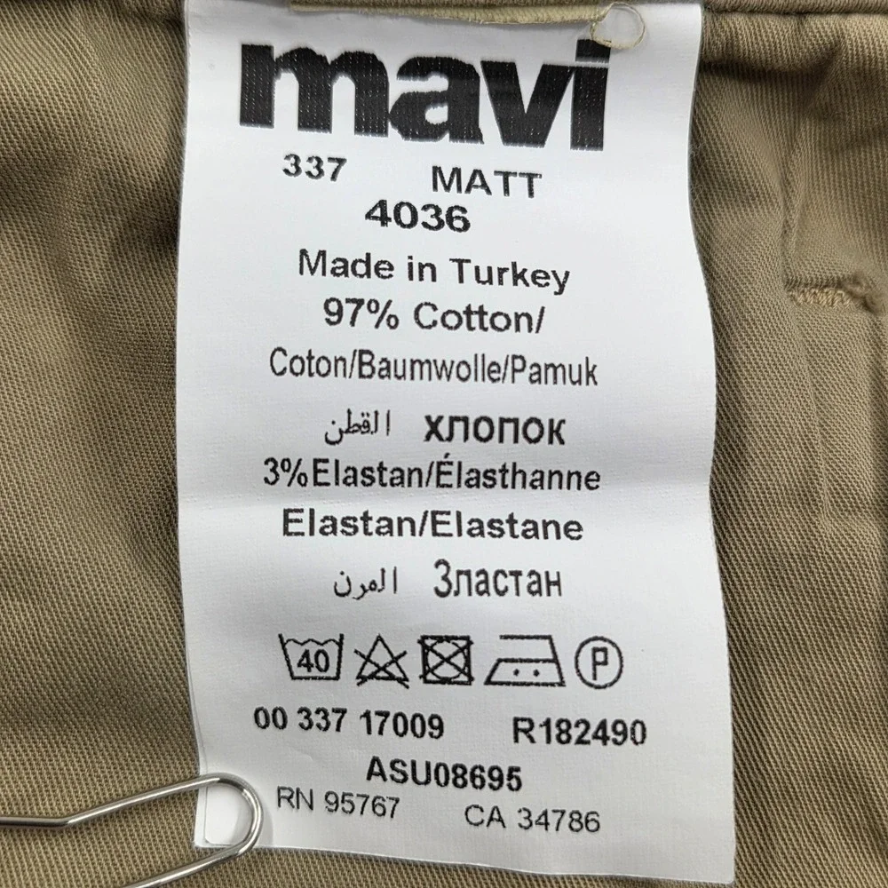 Mavi Jeans Matt Relaxed Straight Leg Twill Pants Stretch Khaki Tan Mens 40x36